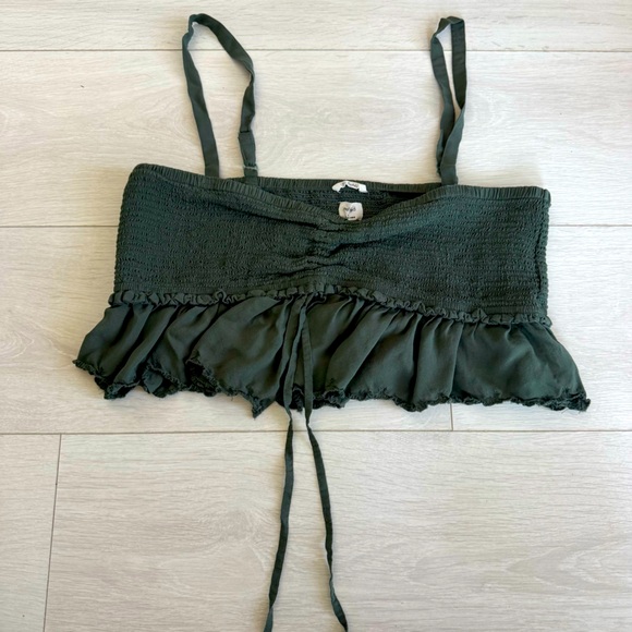 Wilfred la Boheme Dareau Camisole Crop Top Army Green Size Large - Picture 1 of 5